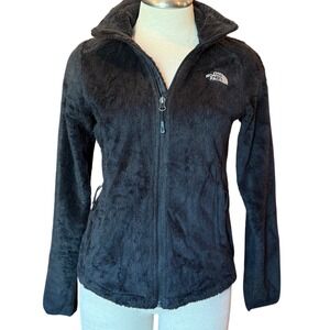 The North Face Women's Black Fuzzy Full-Zip Fleece Jacket Sz Small Soft Sherpa